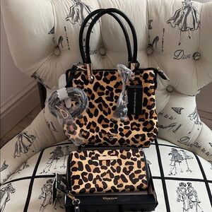 Dune London Leopard Print Tote and Wallet Set New With Tags